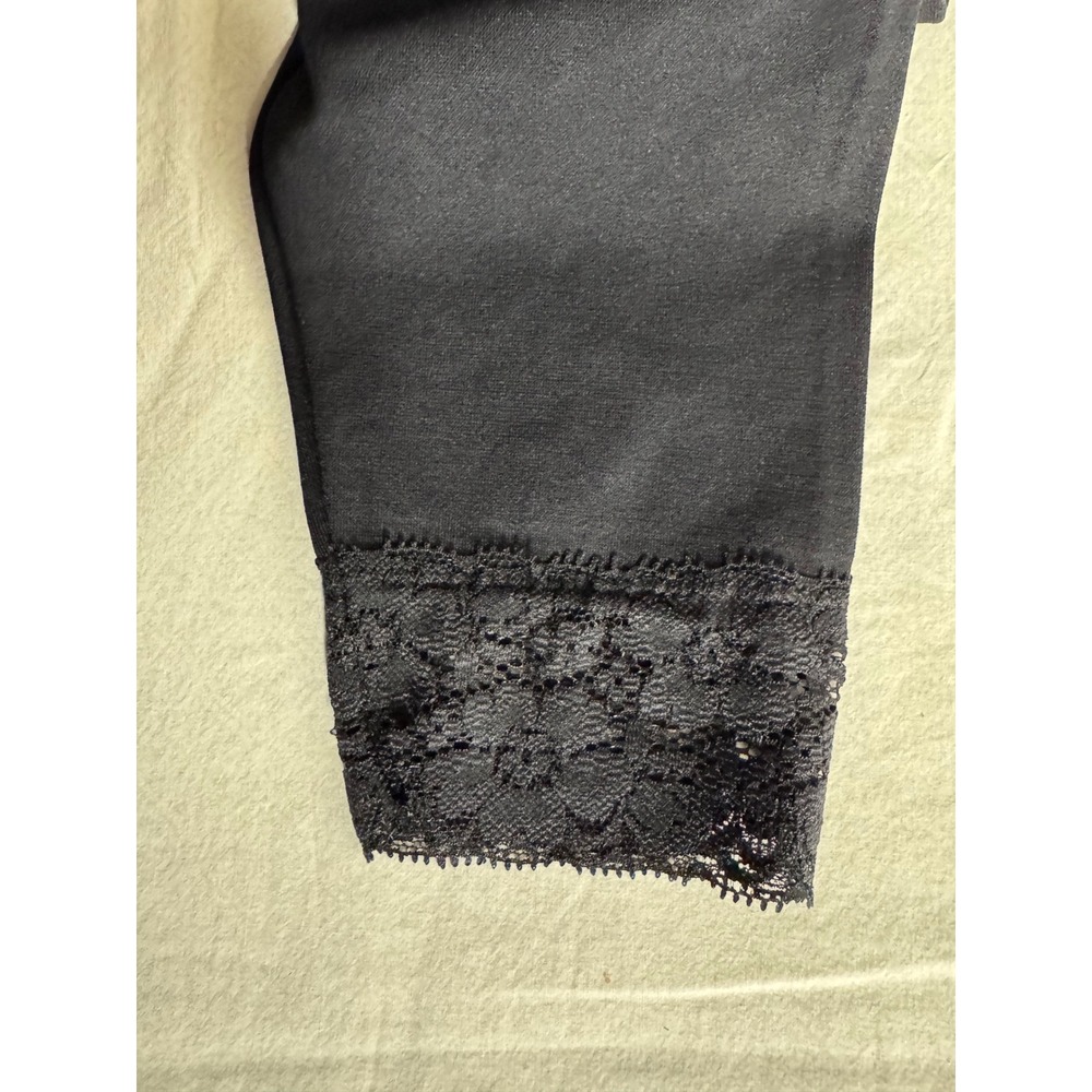 Seamless Lace Trim Leggings 4 Pack Black Grey Navy Brown Free Size - Picture 6 of 7
